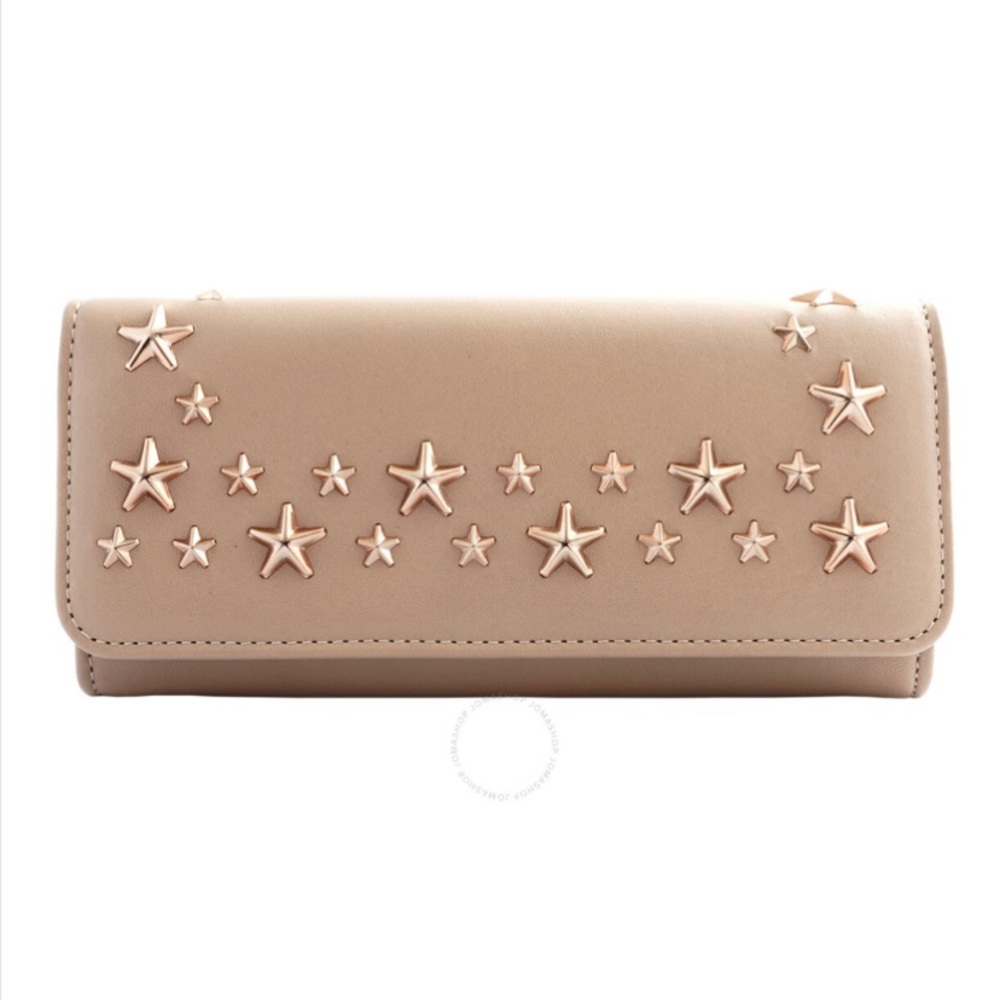 Jimmy Choo Nino Gold Star-Embossed Patent Leather Medium Size Trifold Wallet